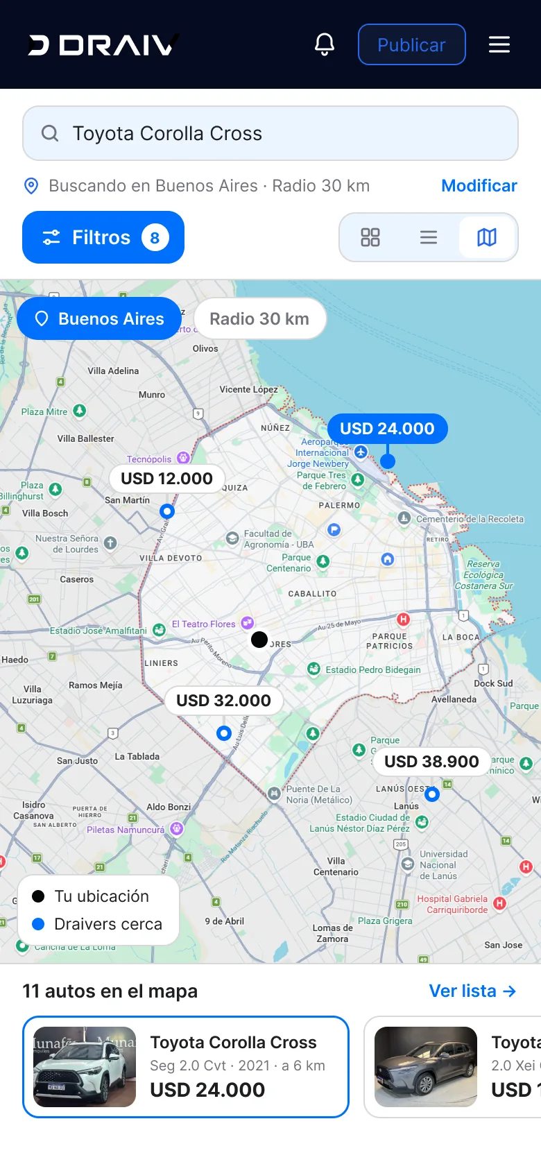 Mapa del catálogo en mobile