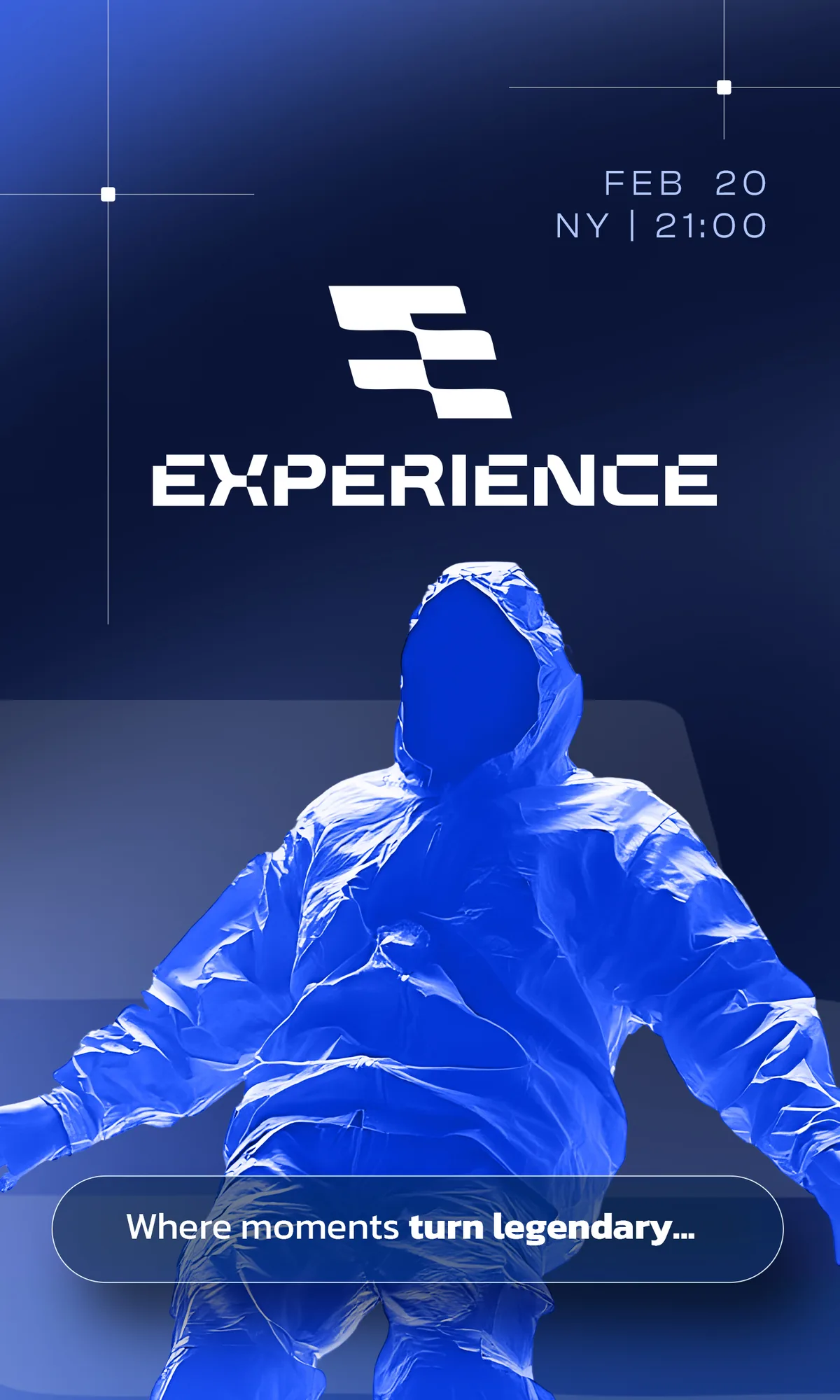 Afiche azul de Experience