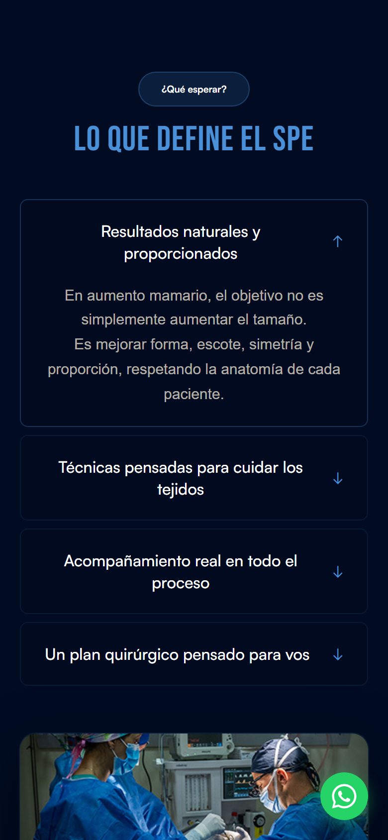 Sección “Lo que define el SPE” en mobile