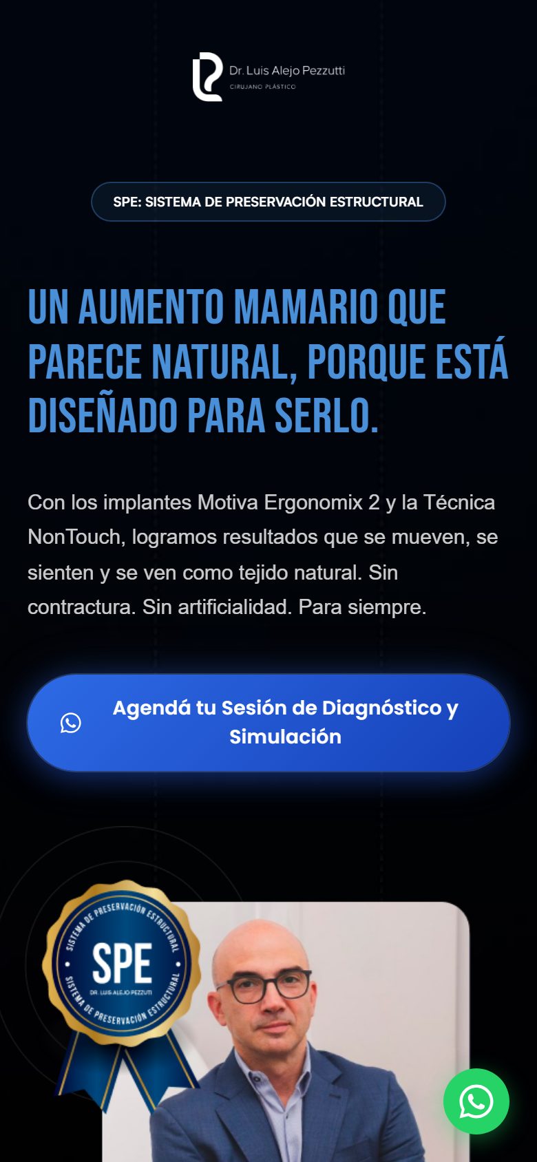 Inicio del sitio en mobile
