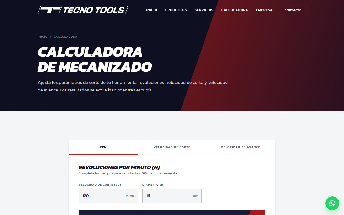 Calculadora de mecanizado