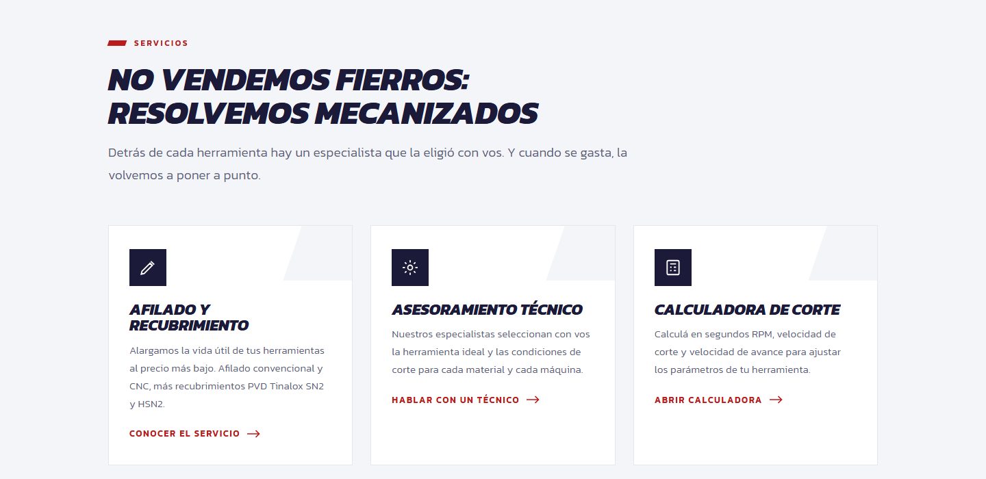 Servicios: afilado, asesoramiento y calculadora